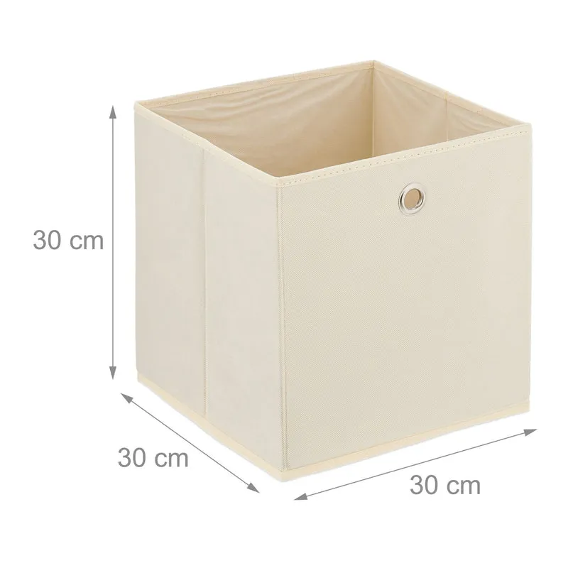Lot de 4 boîtes de rangement carrées pratiques pour chambre salle de bain 30 x 30 x 30 cm en tissu beige 13_0013903