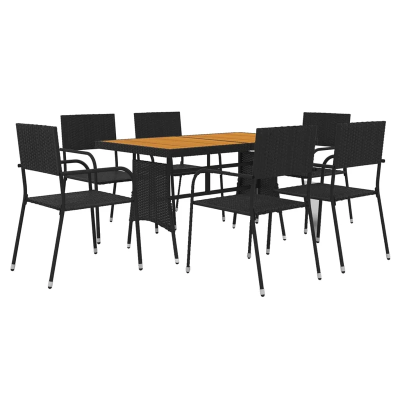 Mobilier à dîner d'extérieur 7 pièces résine tressée noir 02_0014687