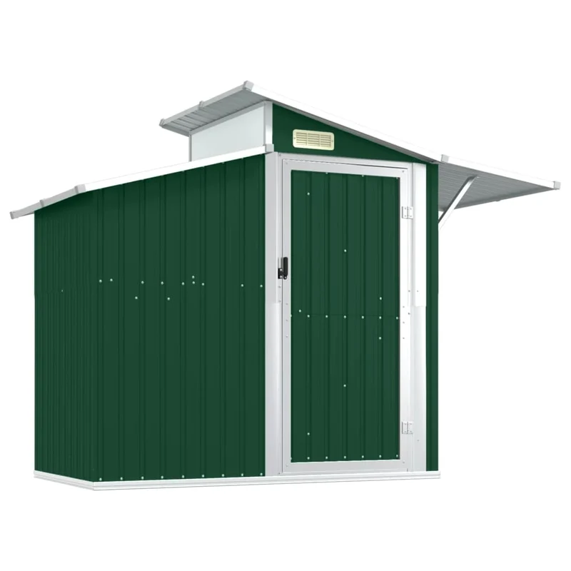 Abri de jardin cabane cabanon maison de stockage remise extérieur hangar outils robuste 270 x 130 x 208,5 cm acier Galvanisé vert 02_0022375