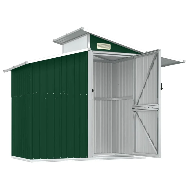 Abri de jardin cabane cabanon maison de stockage remise extérieur hangar outils robuste 270 x 130 x 208,5 cm acier Galvanisé vert 02_0022375