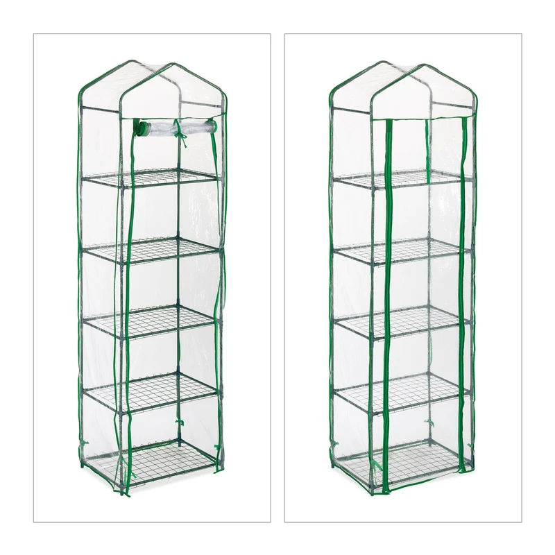 Serre de balcon compacte avec 5 étagères pour légumes herbes aroma en plastique transparent 13_0013798