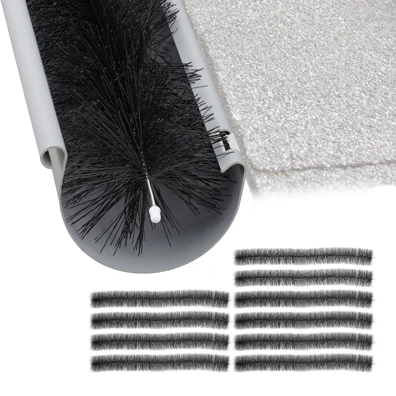 Lot de 10 brosses de gouttière ø 12 cm protection contre obstructions feuilles nidification en plastique noir 13_0011824