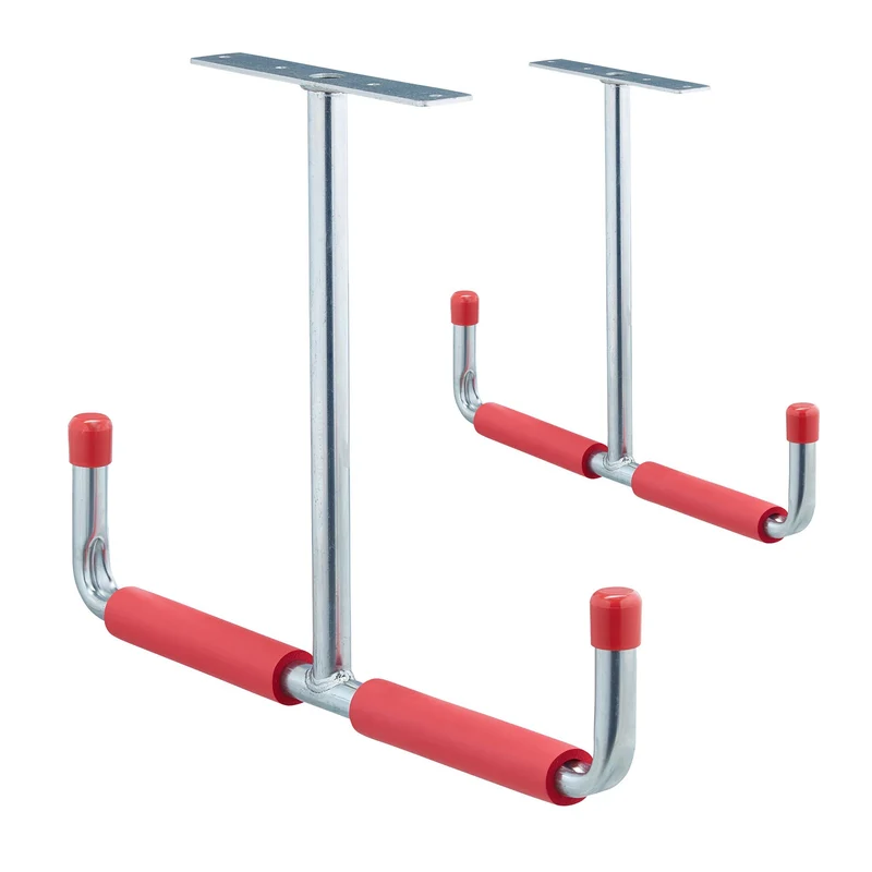 Lot de 2 porte-outils plafond garage 30 x 42 x 2,5 cm pour rangement efficace en acier argenté 13_0010941
