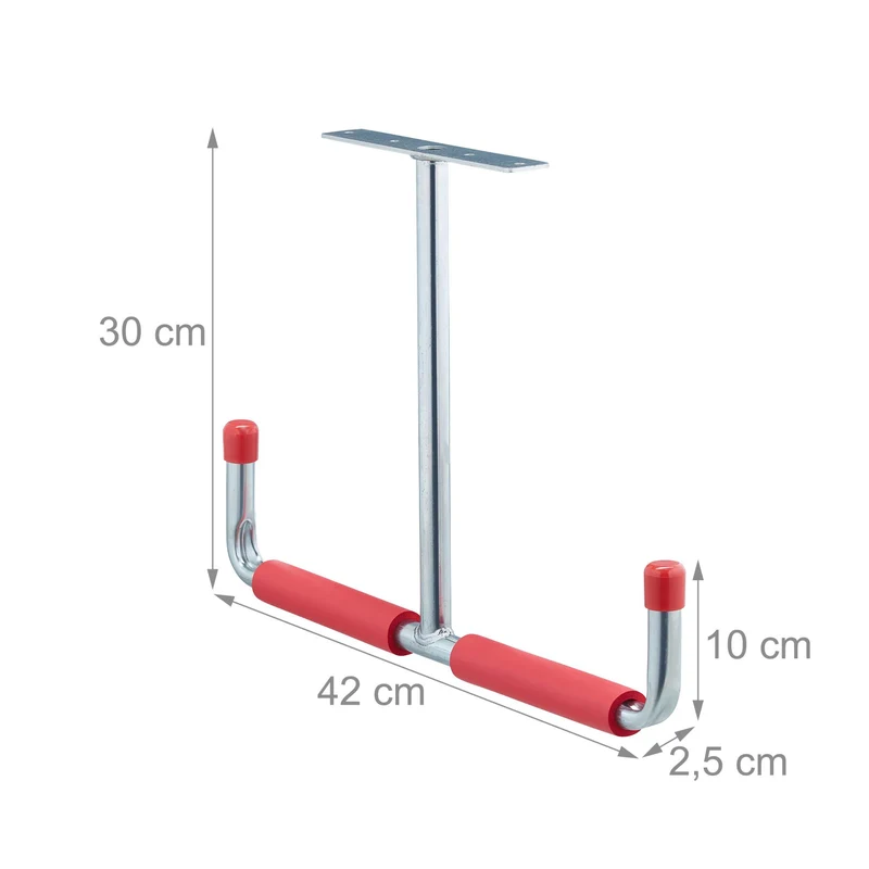 Lot de 2 porte-outils plafond garage 30 x 42 x 2,5 cm pour rangement efficace en acier argenté 13_0010941