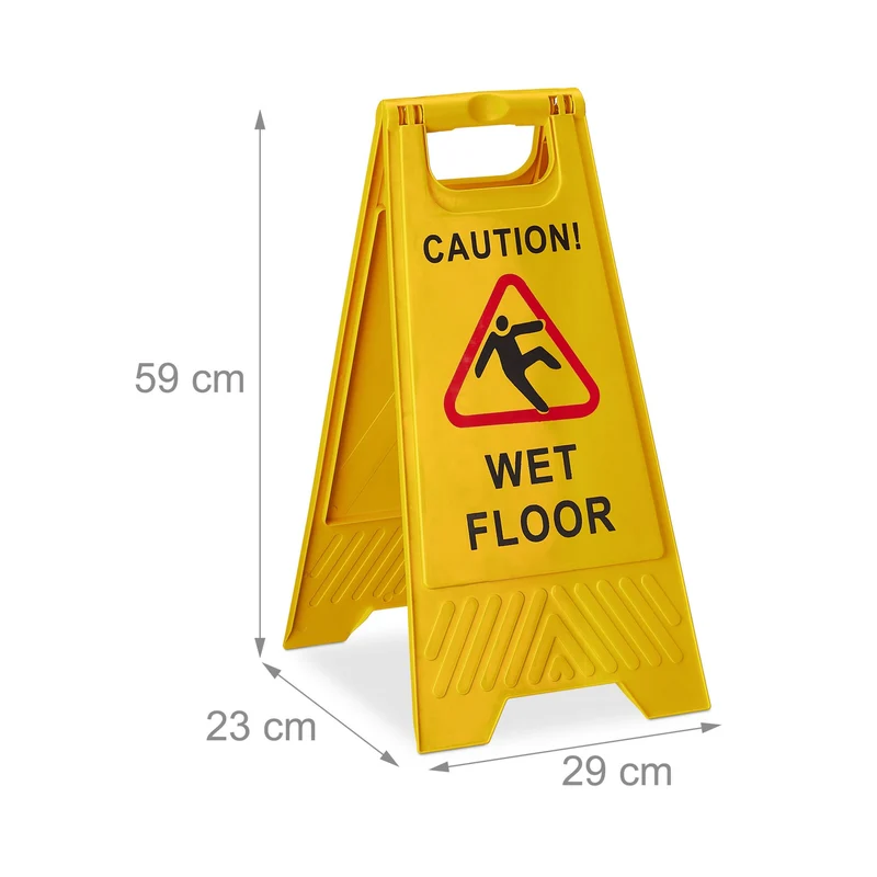 Lot de 2 panneaux de signalisation pliables avec indication bilatérale 50 x 30 x 30 cm en plastique jaune 13_0013111