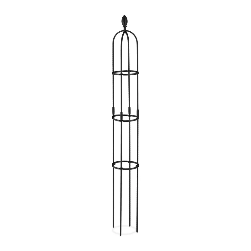 Lot de 2 treillis obélisques décoratifs jardin 160 x 30 x 30 cm en métal gris 13_0011782