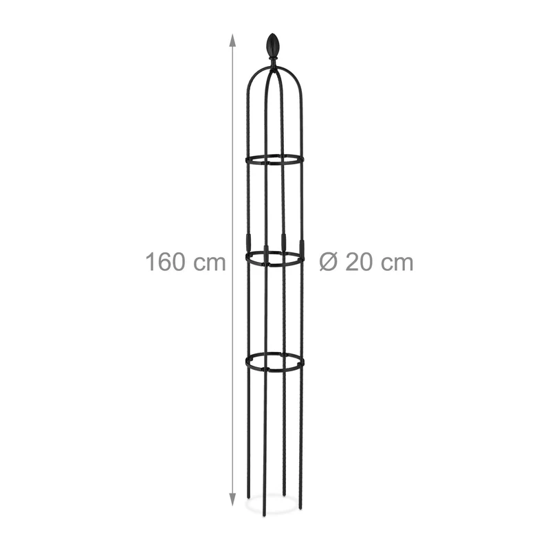 Lot de 2 treillis obélisques décoratifs jardin 160 x 30 x 30 cm en métal gris 13_0011782
