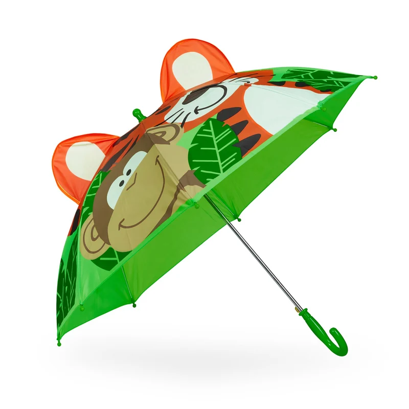 Parapluie enfant motif jungle 70 x 70 cm ouverture rapide léger pratique en polyester multicolore 13_0013302