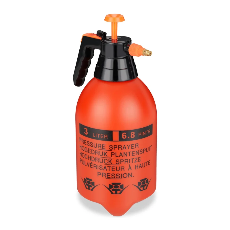 Pulvérisateur à pression jardin 3L buse réglable pour arrosage et élimination mauvaises herbes en plastique orange 13_0011874