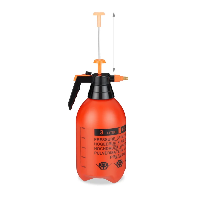 Pulvérisateur à pression jardin 3L buse réglable pour arrosage et élimination mauvaises herbes en plastique orange 13_0011874