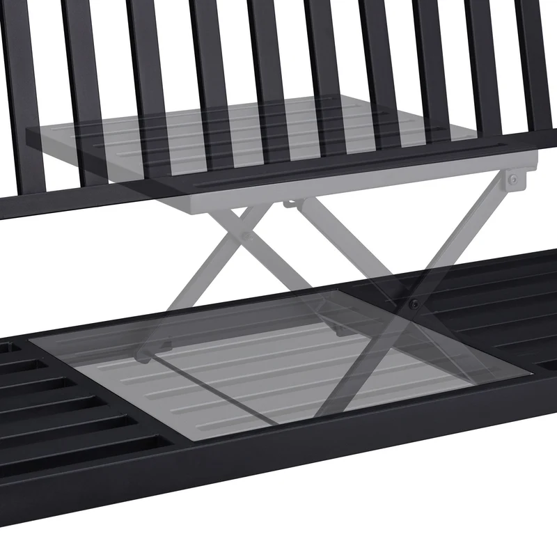 Banc de jardin avec table intégrée 150 x 58,5 x 89 cm pour 3 personnes style élégant en acier gris 13_0010637