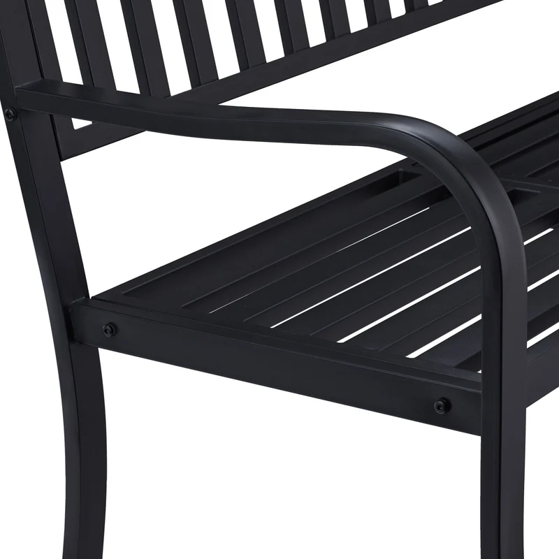 Banc de jardin avec table intégrée 150 x 58,5 x 89 cm pour 3 personnes style élégant en acier gris 13_0010637