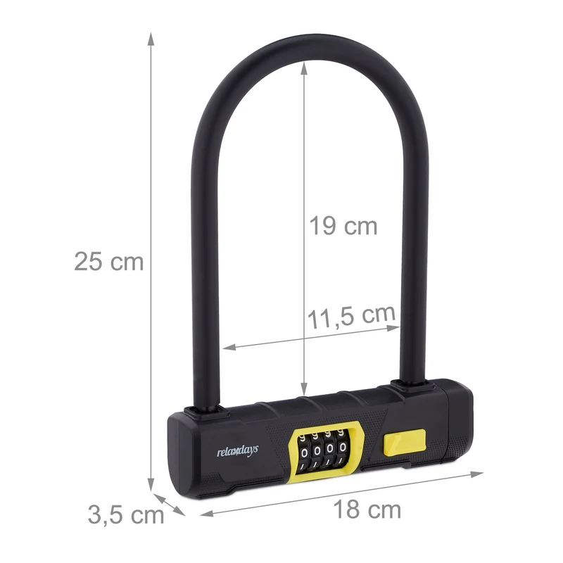 Antivol vélo en acier robuste protection contre les vols 30 x 12 cm verrouillage facile en acier noir 13_0011774
