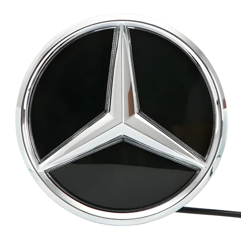 Logo Mercedes Calandre 3D Noir Chrome LED