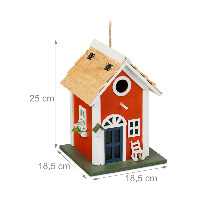 Cabane à oiseaux décorative en bois résistant style rustique pour jardin 30 x 20 x 15 cm en bois marron 13_0012560