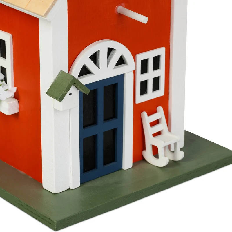 Cabane à oiseaux décorative en bois résistant style rustique pour jardin 30 x 20 x 15 cm en bois marron 13_0012560