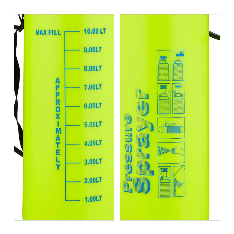 Pulvérisateur à pression jardin 10 l buse réglable ergonomique sangle de transport finition mate en plastique vert 13_0012683