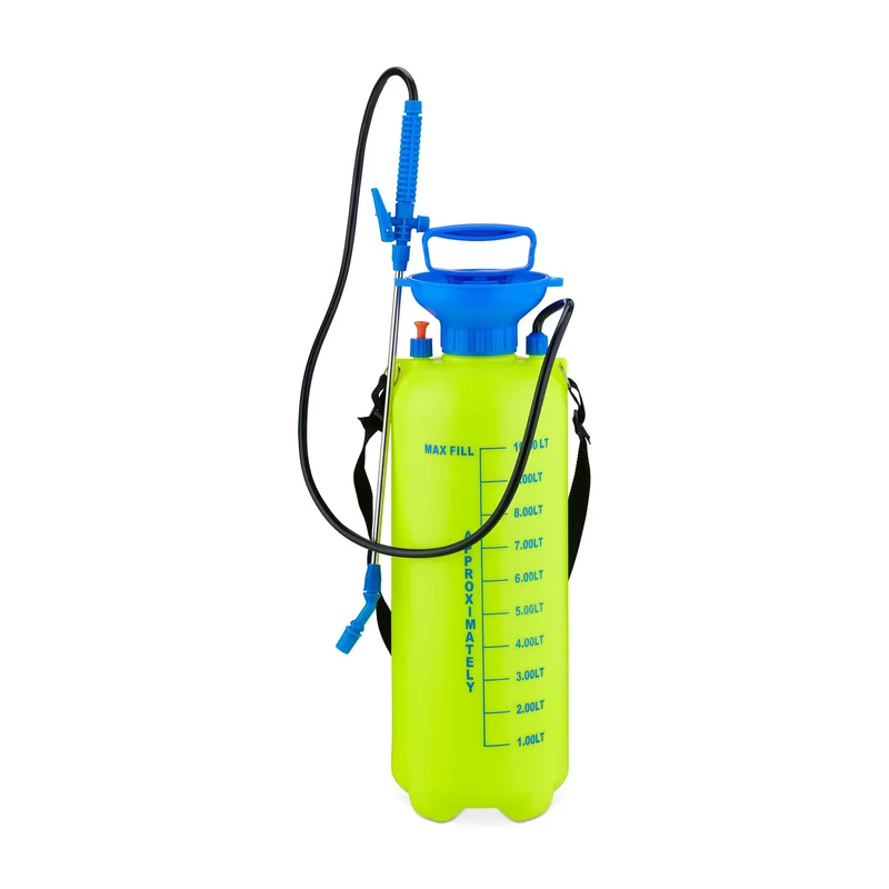 Pulvérisateur à pression jardin 10 l buse réglable ergonomique sangle de transport finition mate en plastique vert 13_0012683