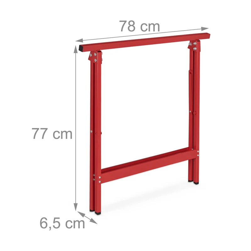 Lot de 2 tréteaux en métal pour bricolage polyvalent design épuré 75 x 60 x 70 cm en métal rouge 13_0011816