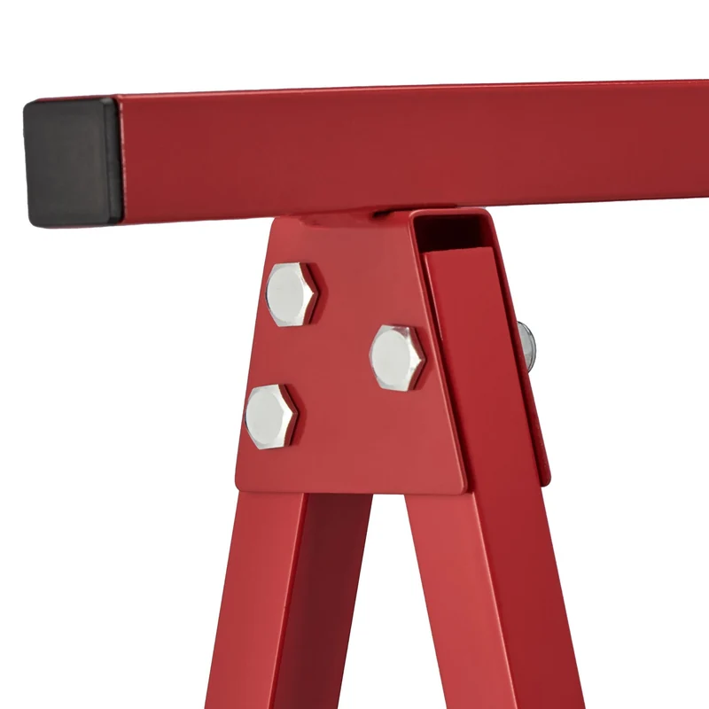 Lot de 2 tréteaux en métal pour bricolage polyvalent design épuré 75 x 60 x 70 cm en métal rouge 13_0011816