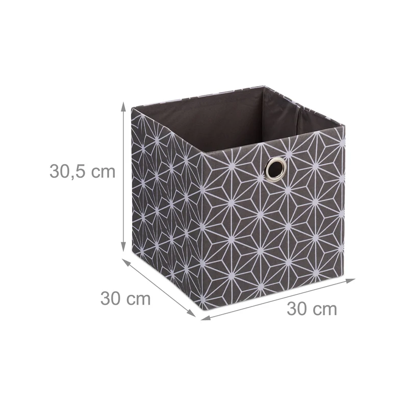 Lot de 2 boîtes de rangement décoratives tissu robuste 30 x 30 x 30 cm avec motifs pour petits objets en gris 13_0013729