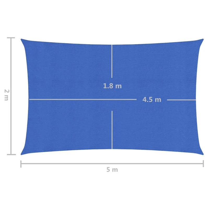 Voile toile d'ombrage parasol 160 g/m² PEHD 2 x 5 m bleu 02_0009057