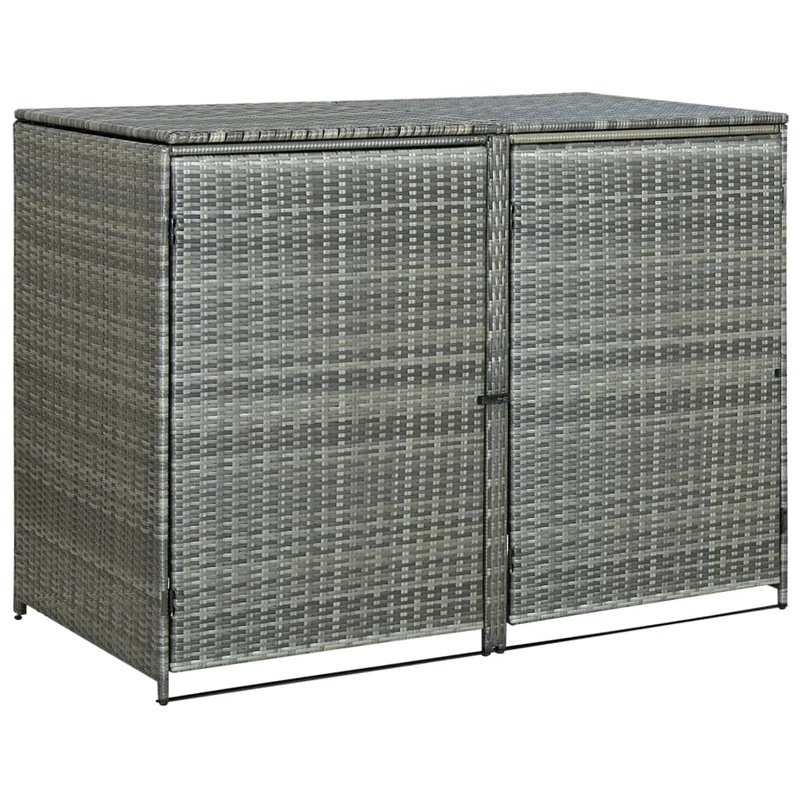Abri de poubelle double Résine tressée 148 x 77 x 111cm anthracite 02_0022381