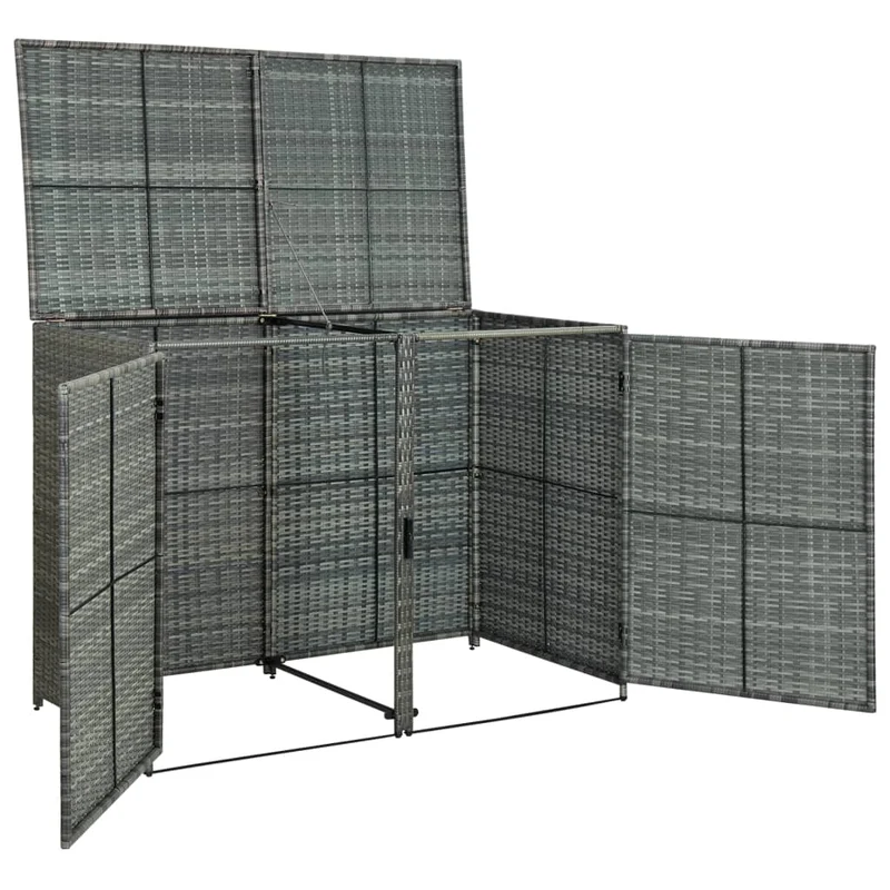 Abri de poubelle double Résine tressée 148 x 77 x 111cm anthracite 02_0022381