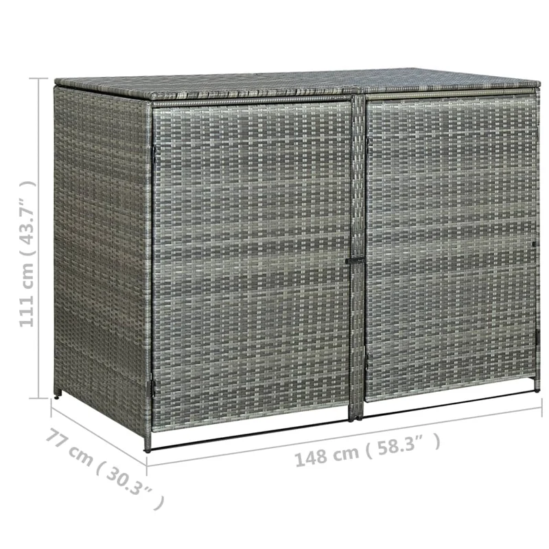 Abri de poubelle double Résine tressée 148 x 77 x 111cm anthracite 02_0022381