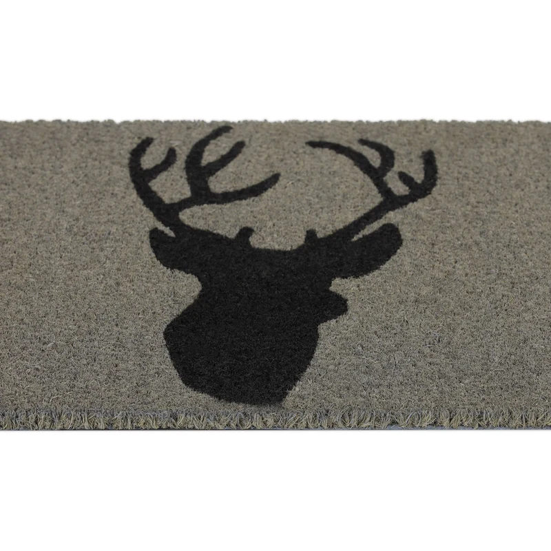 Paillasson décoratif antidérapant intérieur extérieur 75 x 45 x 1 cm en coco gris 13_0011411