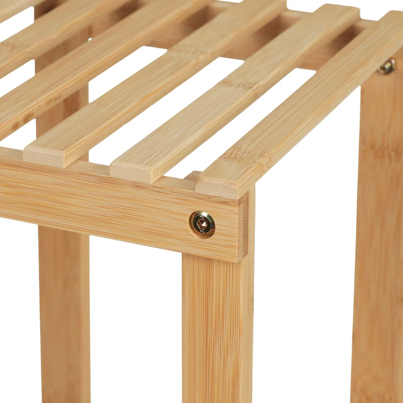 Étagère d'angle à plantes moderne 6 emplacements pour salon chambre touche naturelle en bambou beige 13_0012238