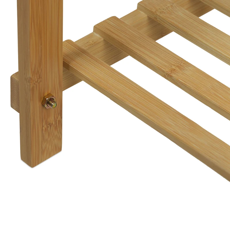 Étagère d'angle à plantes moderne 6 emplacements pour salon chambre touche naturelle en bambou beige 13_0012238