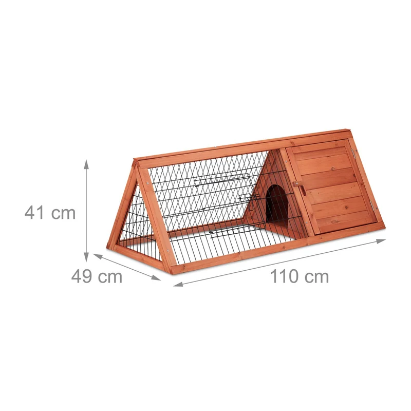 Clapier à lapin avec enclos extérieur intérieur 80 x 50 x 50 cm facile d'accès compacte en bois naturel 13_0011638