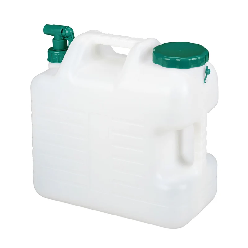 Bidon d'eau douce transportable avec robinet 38 x 22 x 39 cm idéal camping pratique en plastique blanc 13_0010599