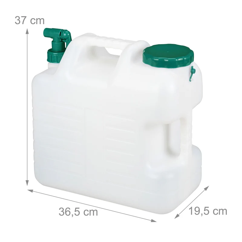 Bidon d'eau douce transportable avec robinet 38 x 22 x 39 cm idéal camping pratique en plastique blanc 13_0010599