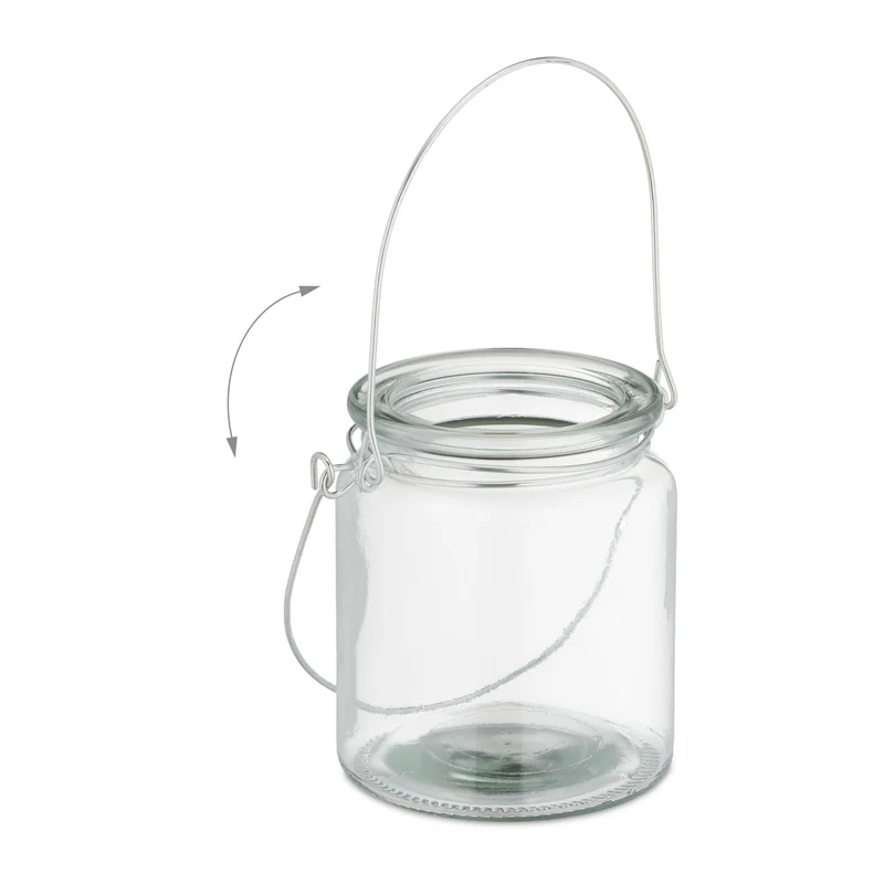 Lot de 12 photophores décoratifs transparents ambiance chaleureuse 10 x 10 x 12 cm en verre clair 13_0013524