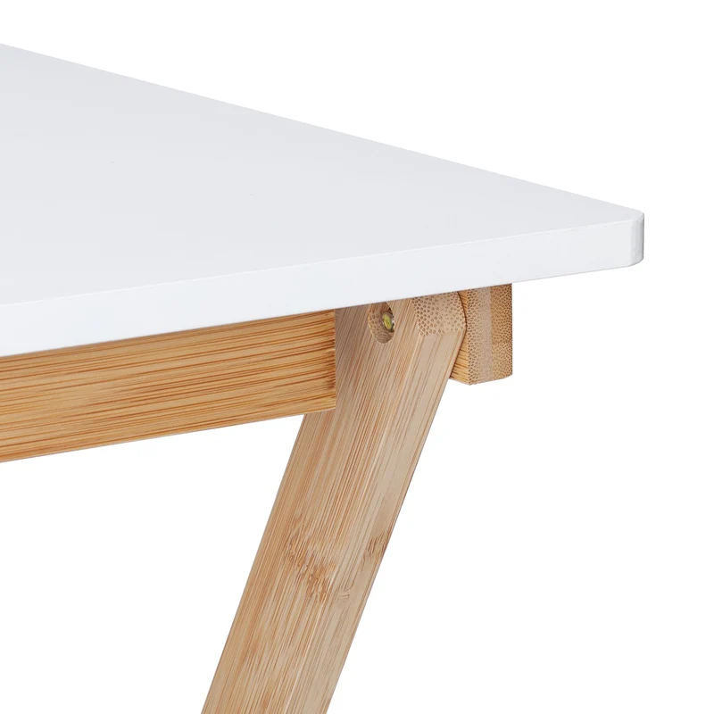 Table d’appoint pliante polyvalente 80 x 50 x 75 cm pratique design élégant en bambou blanc 13_0012131