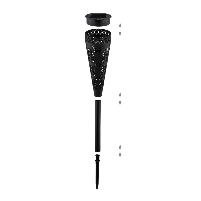 Lot de 2 lampes solaires en forme de flambeau décoratives jardin 41 x 7 cm en plastique noir 13_0013663