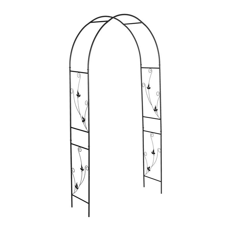 Arche à rosiers en fer noir 200 x 80 cm support décoratif robuste style romantique ambiance jardin 13_0012237
