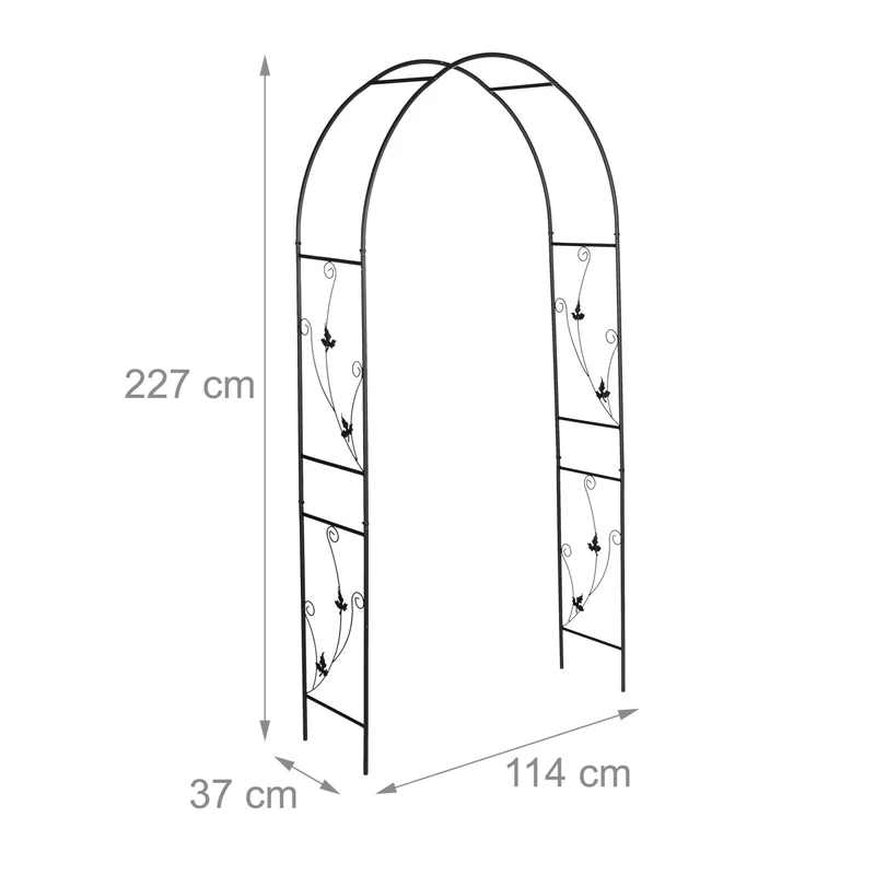 Arche à rosiers en fer noir 200 x 80 cm support décoratif robuste style romantique ambiance jardin 13_0012237