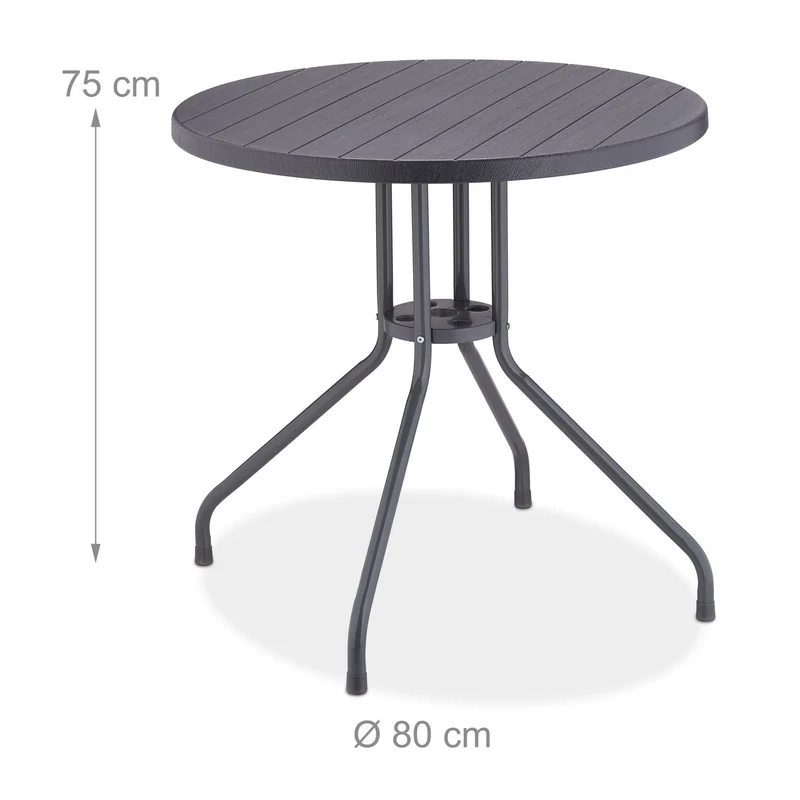 Table de jardin ronde à manger 90 x 90 x 75 cm design moderne 4 personnes en plastique gris 13_0012891