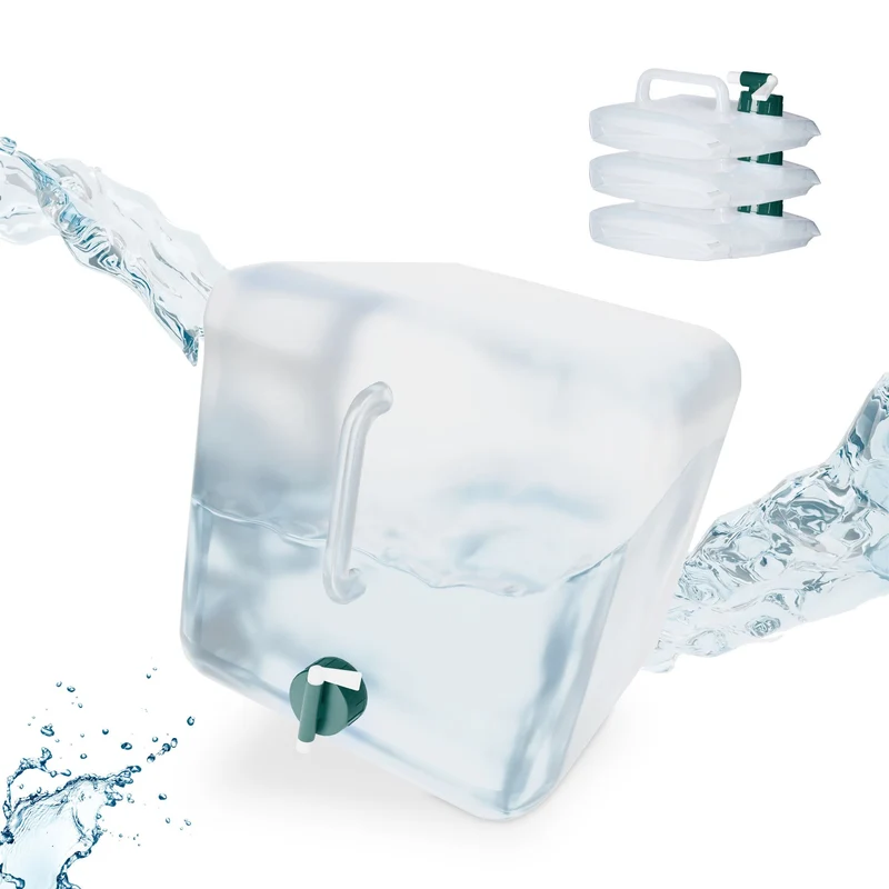 Lot de 4 bidons d'eau pliables pratiques 30 x 25 x 25 cm usage extérieur en plastique transparent 13_0012374