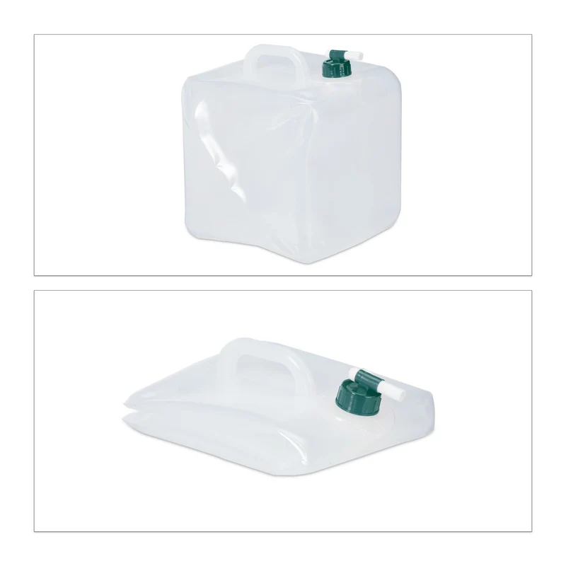 Lot de 4 bidons d'eau pliables pratiques 30 x 25 x 25 cm usage extérieur en plastique transparent 13_0012374