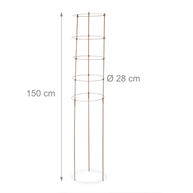 Lot de 2 tuteurs à tomates en métal ajustables jardin balcon 180 x 30 cm en métal marron 13_0012882