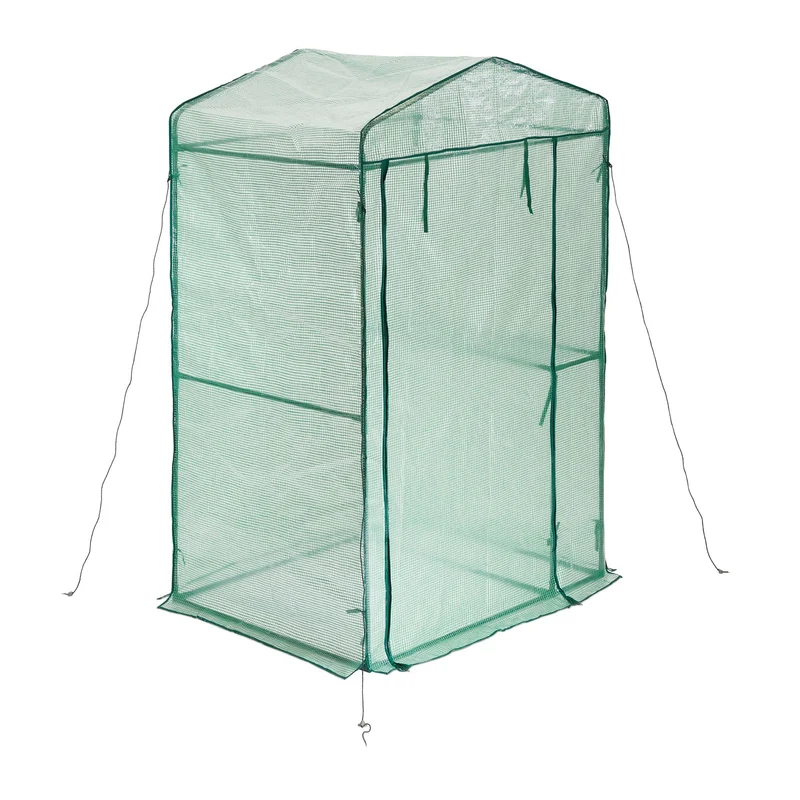 Serre de jardin avec étagère pour jeunes pousses 200 x 120 x 200 cm en plastique translucide 13_0011949