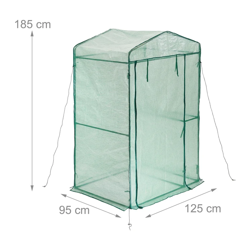 Serre de jardin avec étagère pour jeunes pousses 200 x 120 x 200 cm en plastique translucide 13_0011949