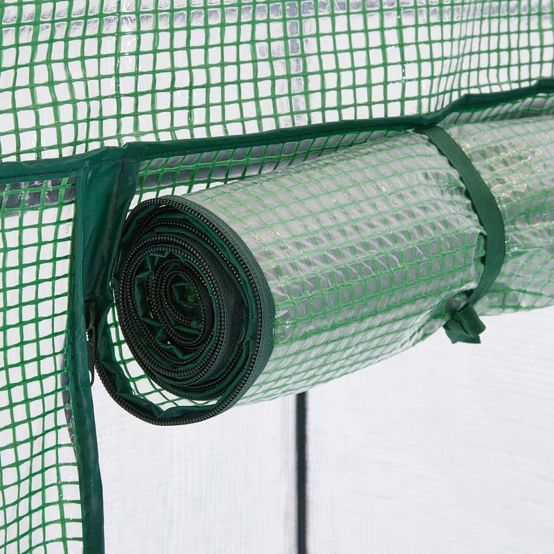 Serre de jardin avec étagère pour jeunes pousses 200 x 120 x 200 cm en plastique translucide 13_0011949