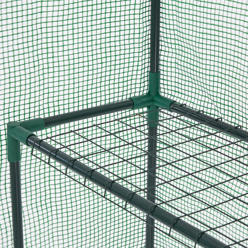 Serre de jardin avec étagère pour jeunes pousses 200 x 120 x 200 cm en plastique translucide 13_0011949