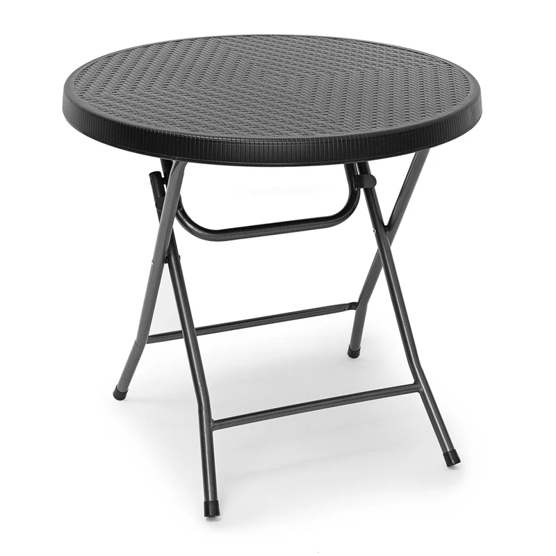 Table pliante rectangulaire jardin 74 x 121,5 x 61,5 cm facile à ranger design moderne en plastique gris 13_0009412