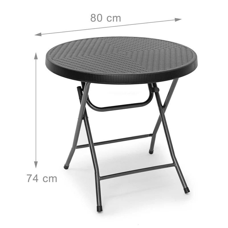 Table pliante rectangulaire jardin 74 x 121,5 x 61,5 cm facile à ranger design moderne en plastique gris 13_0009412